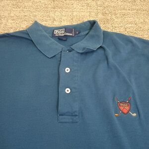 Polo Ralph Lauren Polo Mens Large Blue Shirt Golf Crest Made in USA